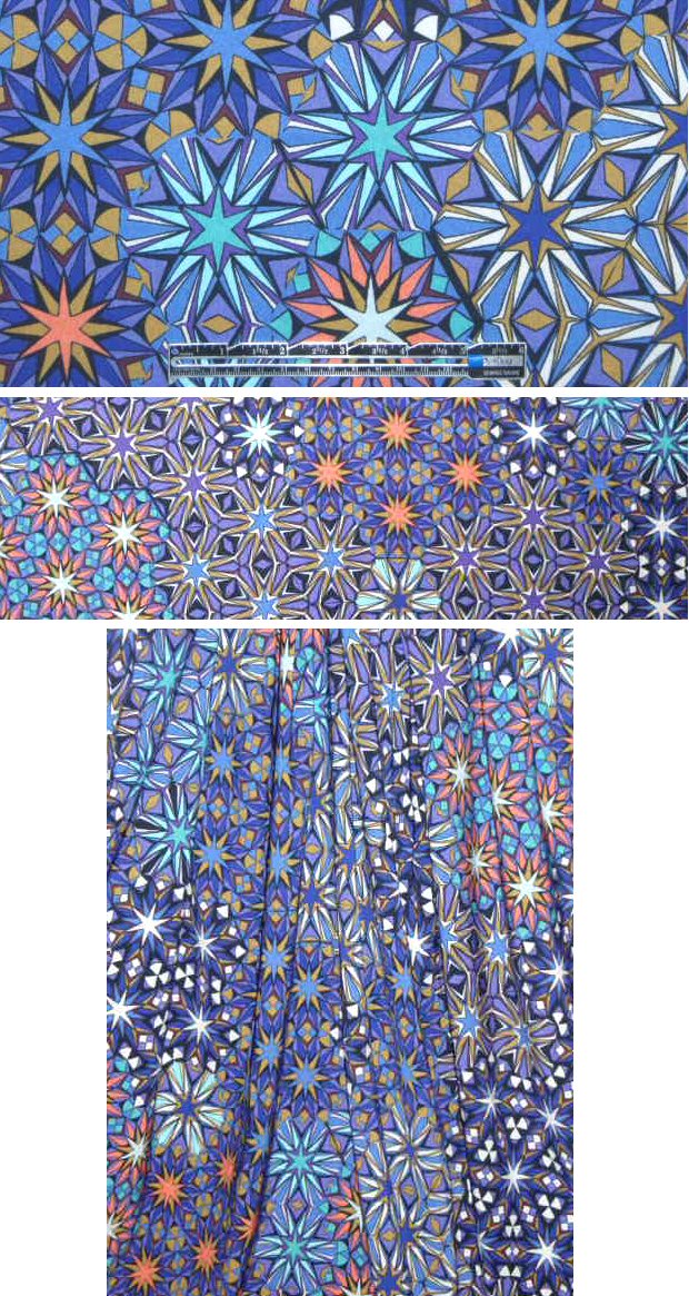 NY designer star medallion stretch rayon woven