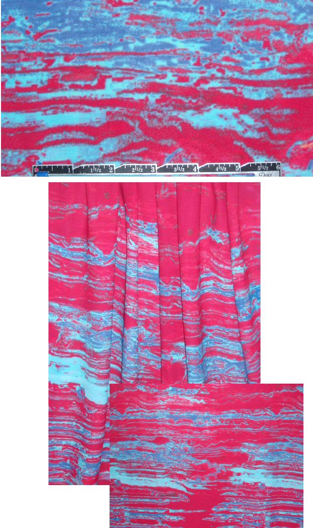 NY designer sky/raspberry sunrise viscose crepe 1.25 yd