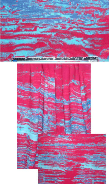 NY designer sky/raspberry sunrise viscose crepe 1.625 yd