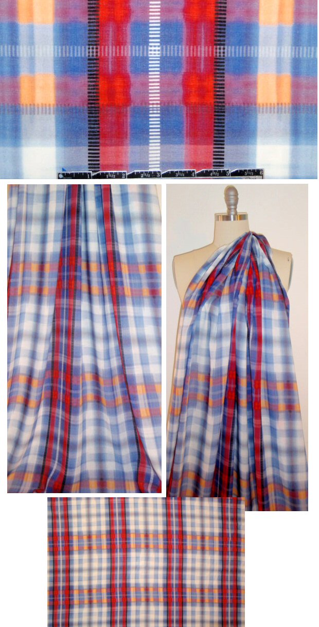 NY designer 'pretty in plaid' drapey rayon woven 1.66 yd