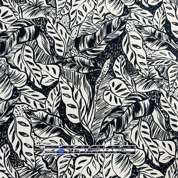 'Rousseau's garden' rayon challis blouseweight - black/ivory 1.875 yd