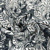 'Rousseau's garden' rayon challis blouseweight - black/ivory 1.25 yds