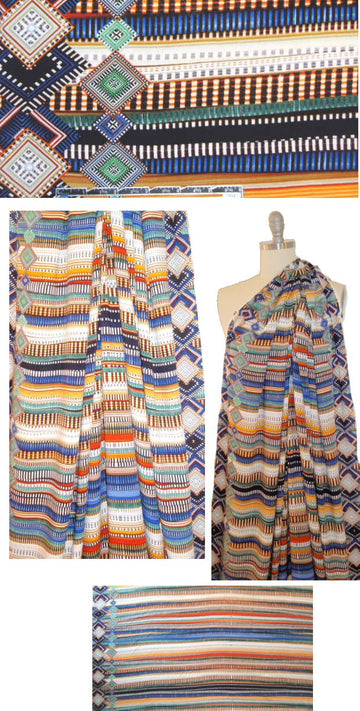 stripey graphic border design viscose woven 1.5 yd