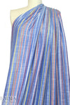viscose chambray jacquard stripe shirting - blue/red