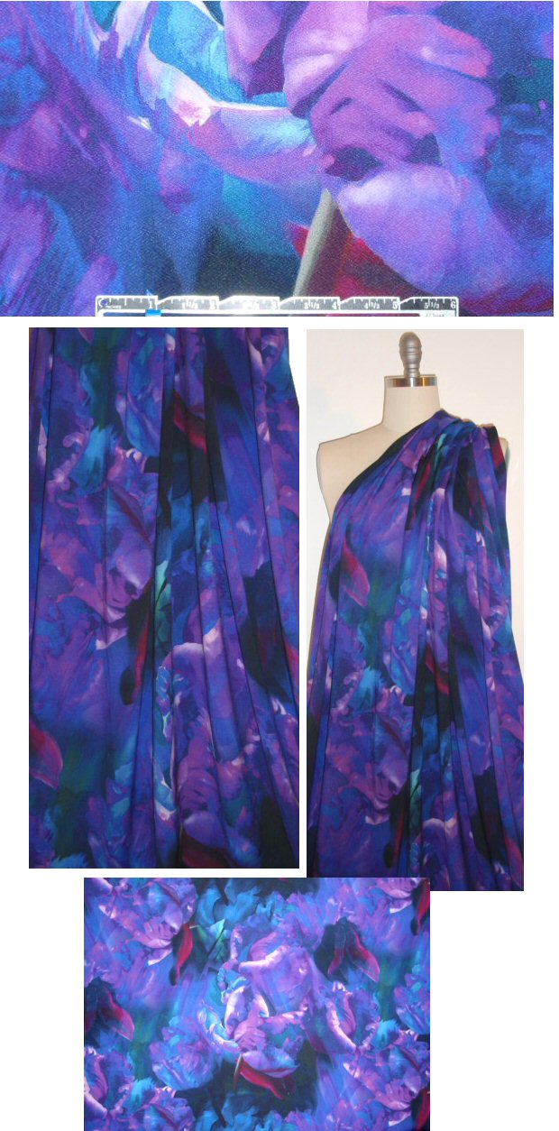 NY designer tropical nocturne viscose stretch crepe