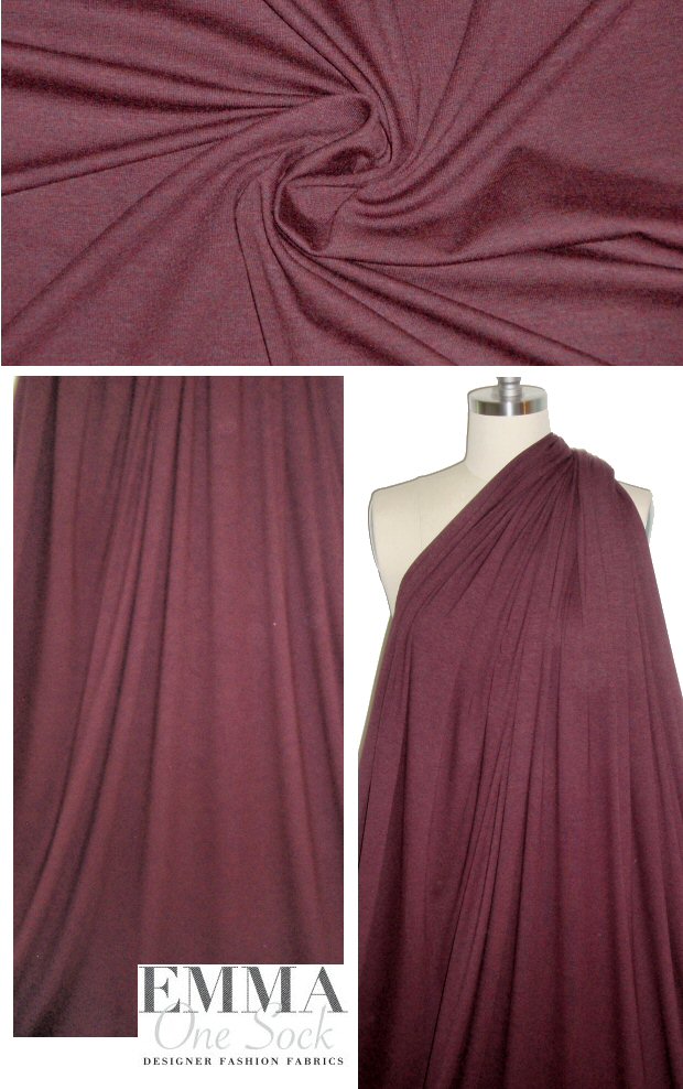 burgundy/navy heather 11 oz. rayon jersey 4-way 1 yard