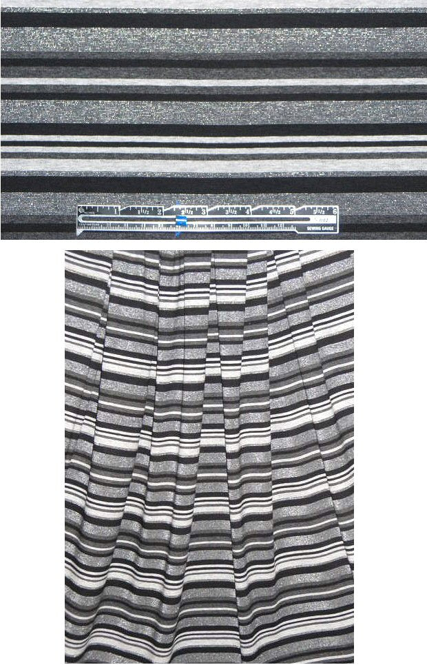 Yansi Fuge1 blk/silver gray fancy stripe ray/lycra knit 1.875 yds