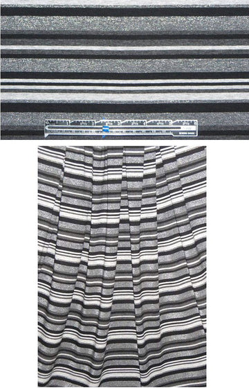 Yansi Fuge1 blk/silver gray fancy stripe ray/lycra knit 1.875 yds