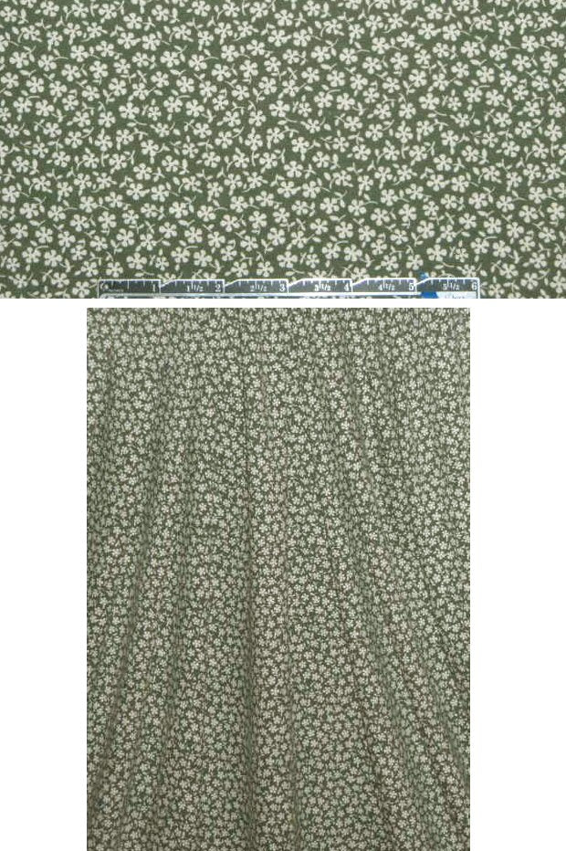 Italian loden/cream little floral rayon/lycra knit 1.5 yd