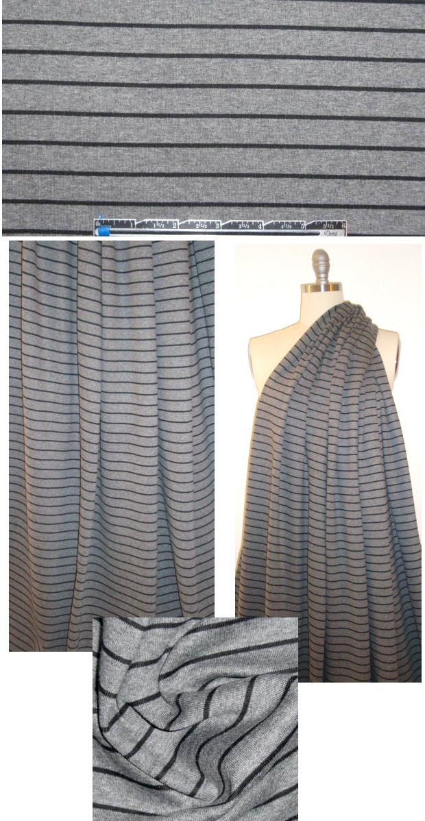 NY designer thick rayon/lycra ribbed stripe knit 2.25 yds