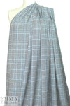 sky/black/white yarn-dyed rayon/linen plaid 1.375 yd