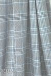 sky/black/white yarn-dyed rayon/linen plaid 1.5 yd
