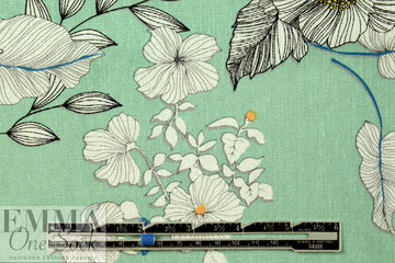 mint botanical rayon/linen woven 1.5 yds