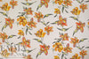 vibrant floral rayon/linen woven - natural/orange 1.875 yd