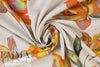 vibrant floral rayon/linen woven - natural/orange 2.125 yd