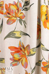 vibrant floral rayon/linen woven - natural/orange 1.875 yd