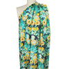 painterly floral rayon/linen woven - teal/maize