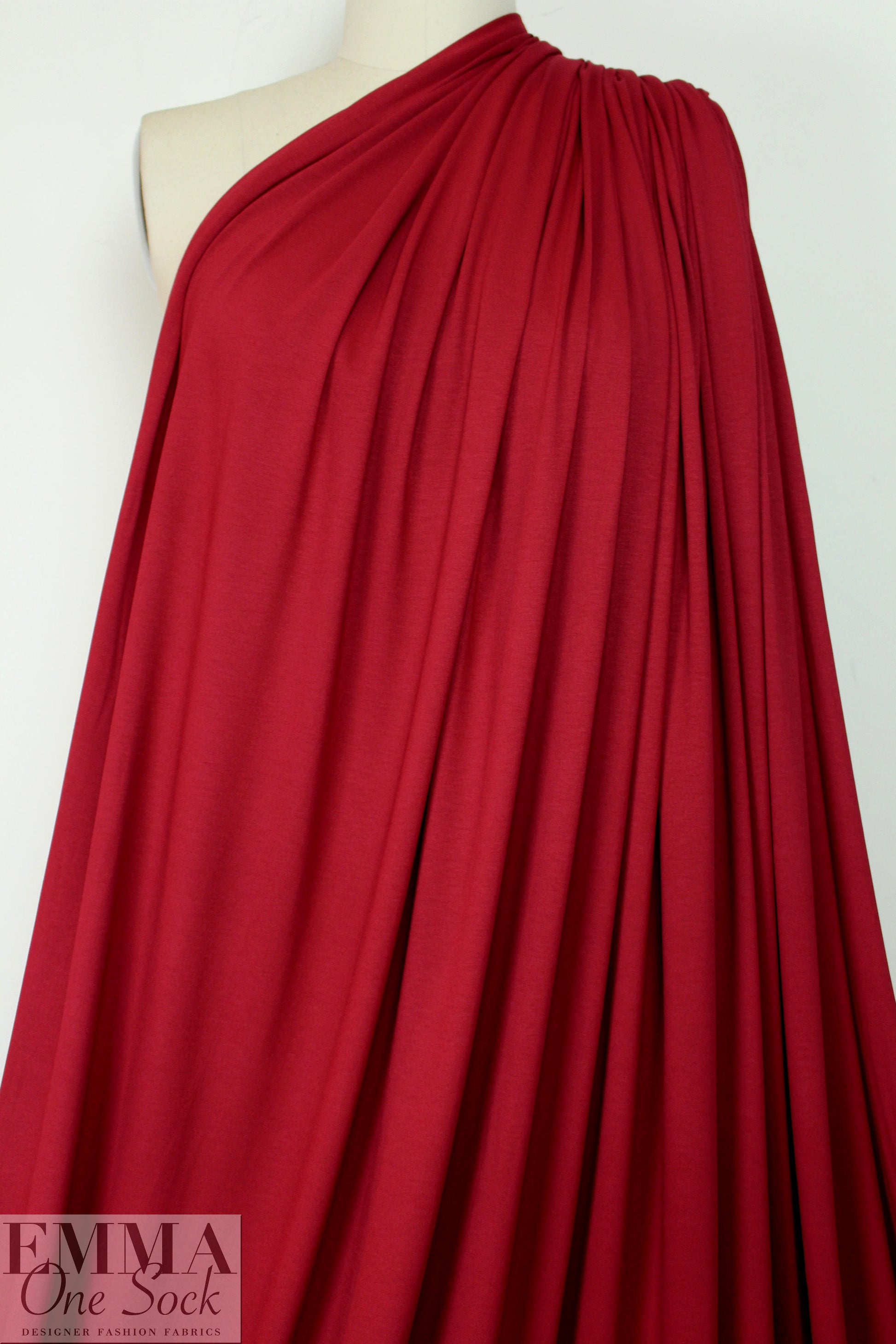 persian red 11 oz. rayon jersey 4-way 1.625 yds