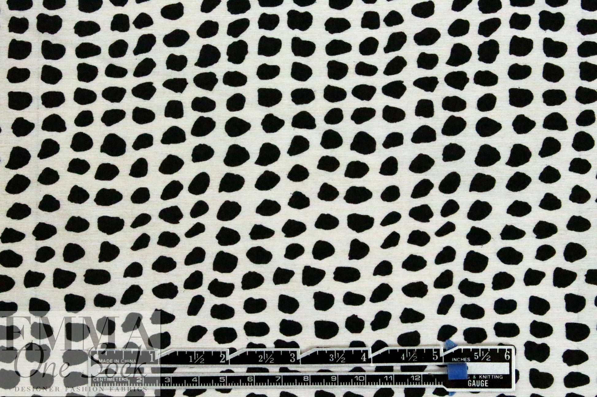 viscose/nylon black dots on white woven