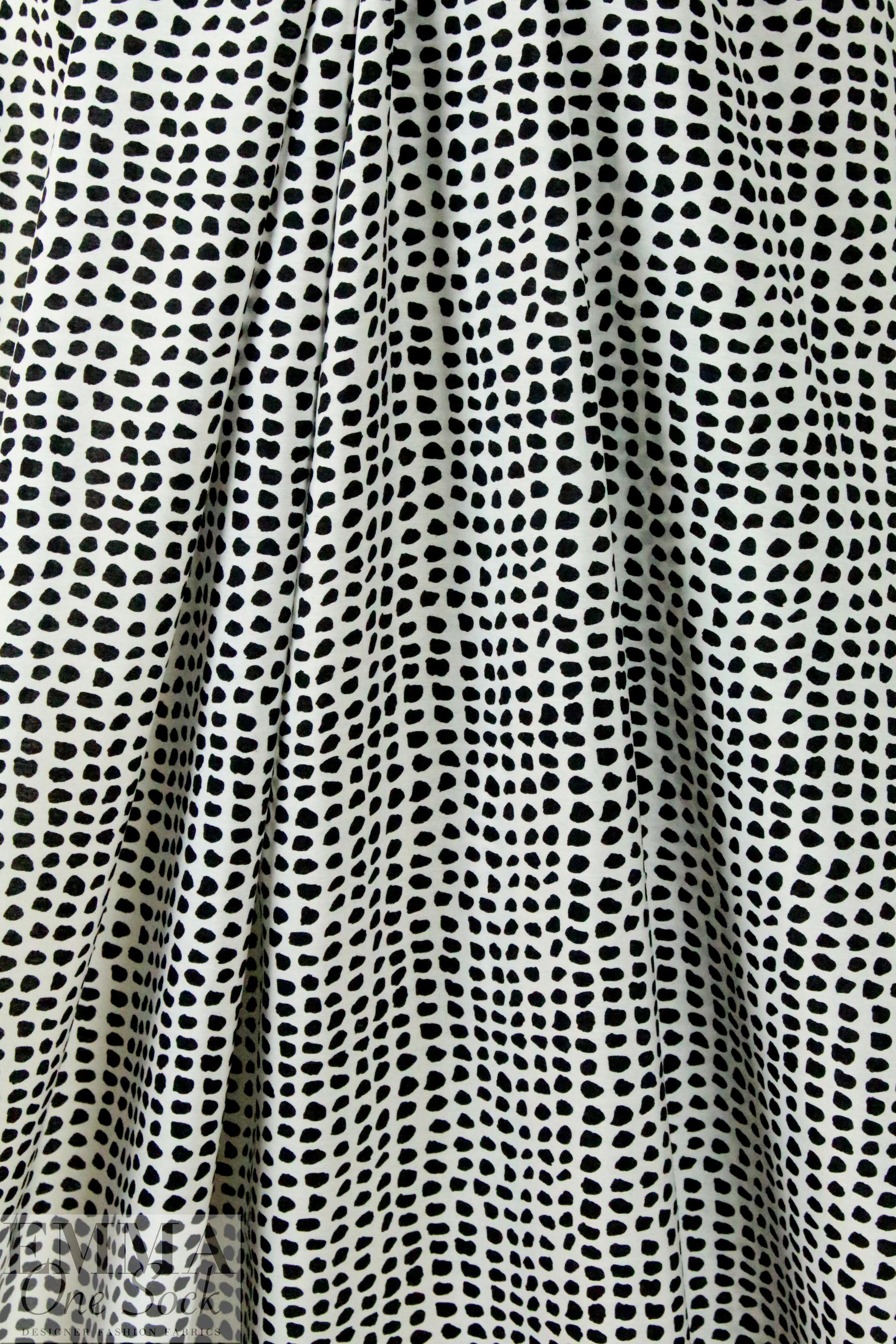 viscose/nylon black dots on white woven