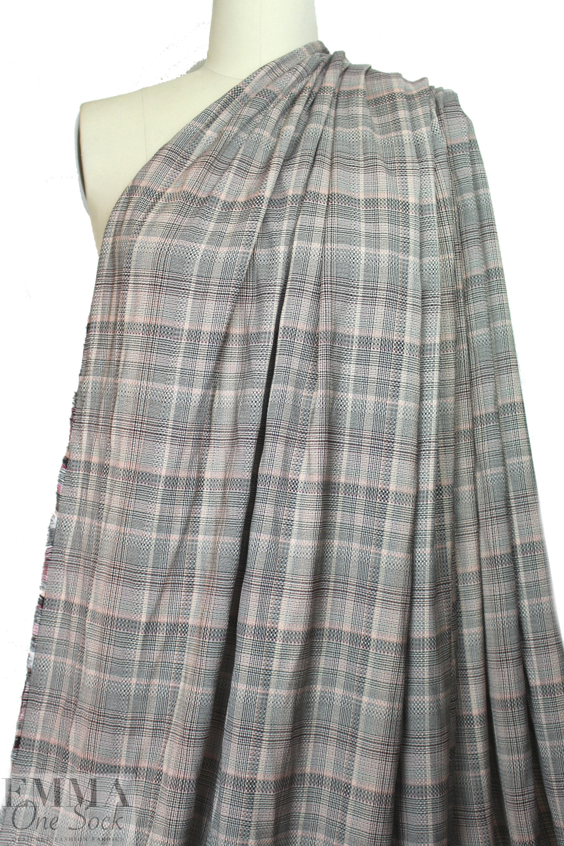 famous designer drapey viscose plaid textured woven