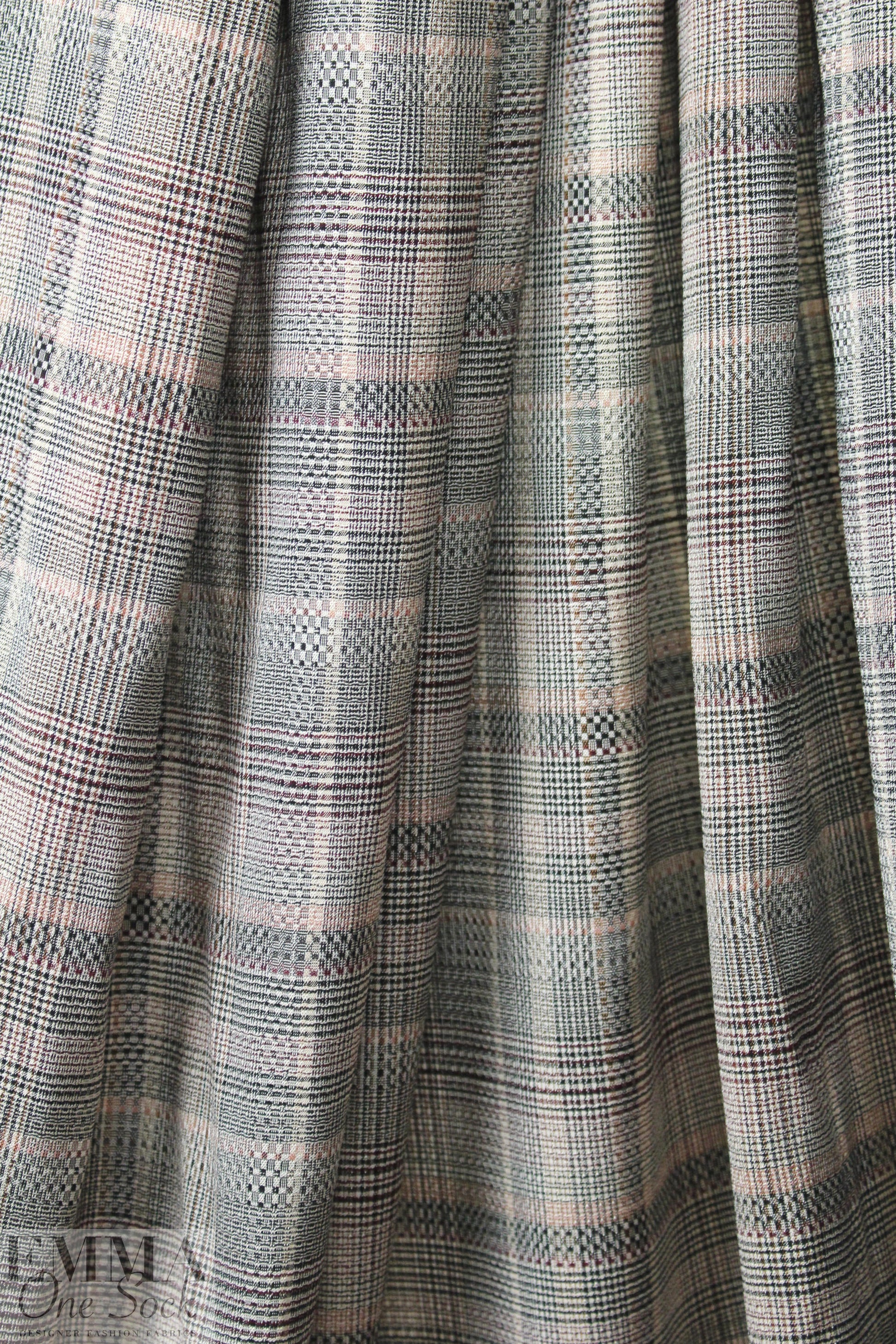 famous designer drapey viscose plaid textured woven 1.66 yds