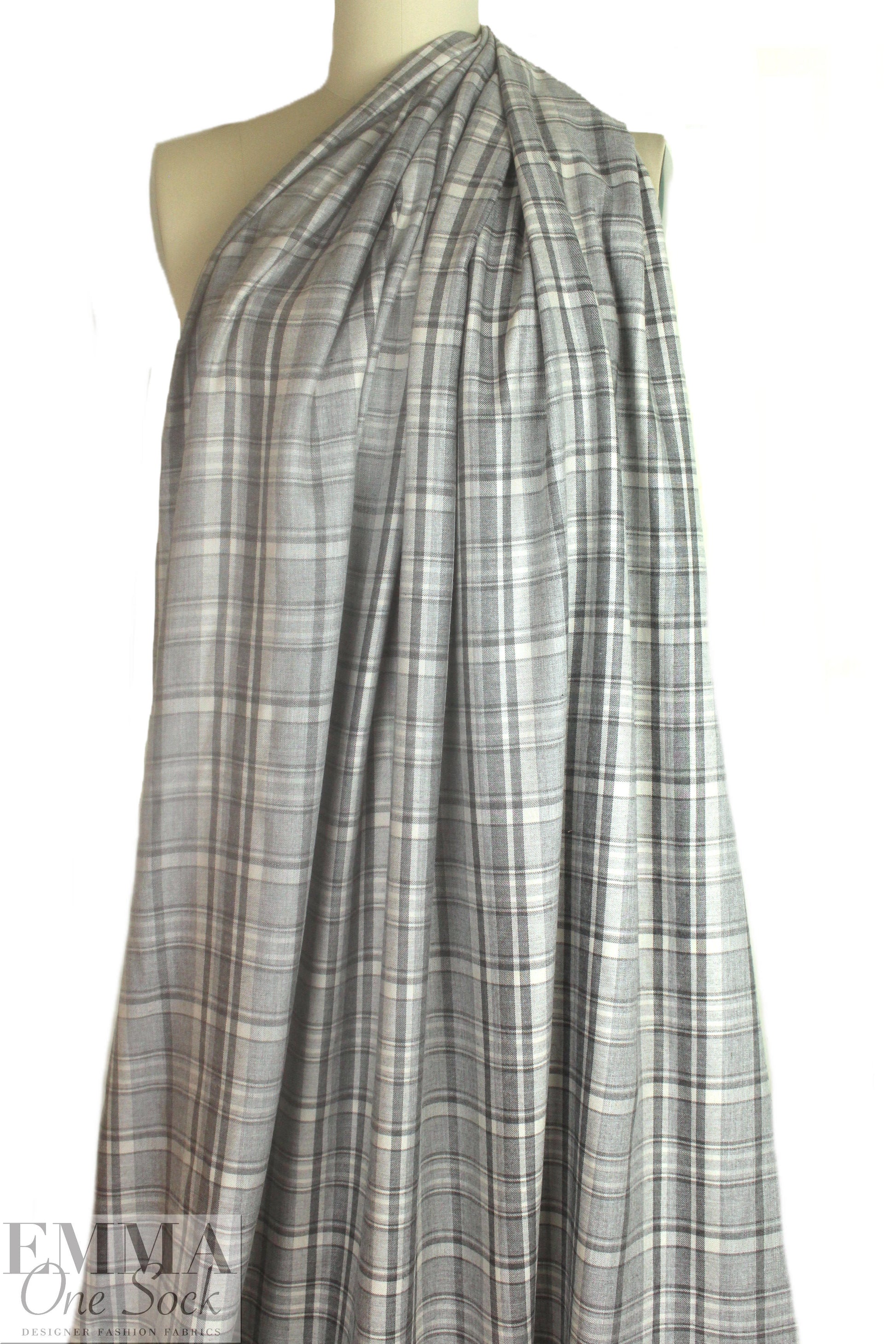 LA designer super soft shades of gray plaid woven