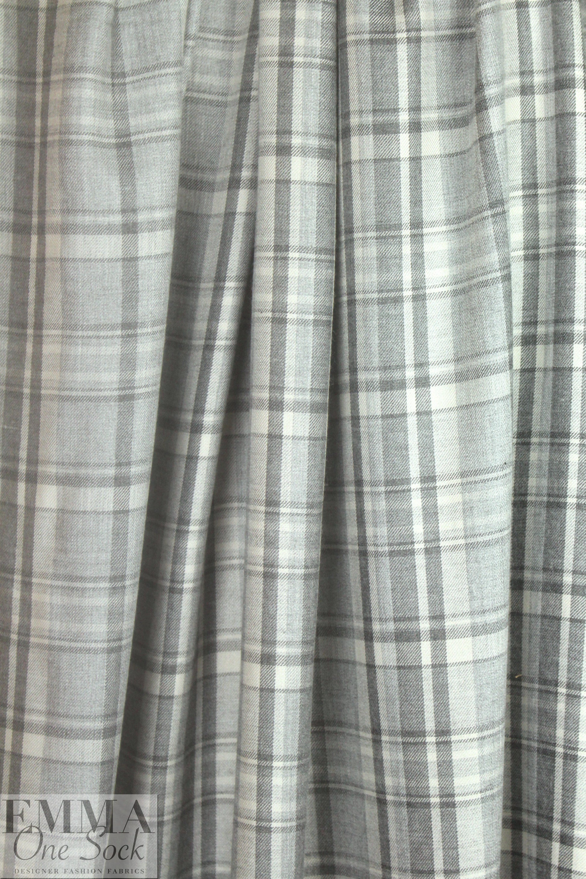 LA designer super soft shades of gray plaid woven
