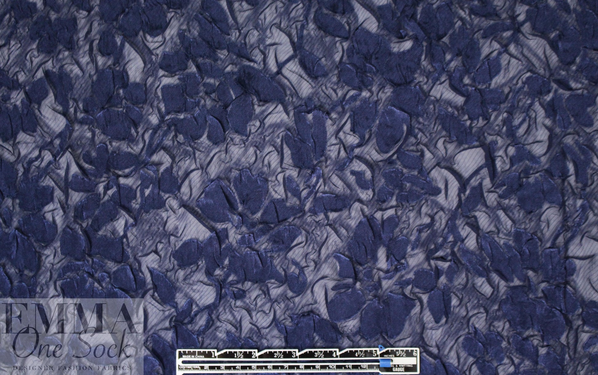 navy crushed, textured fancy jacquard 1.25 yds