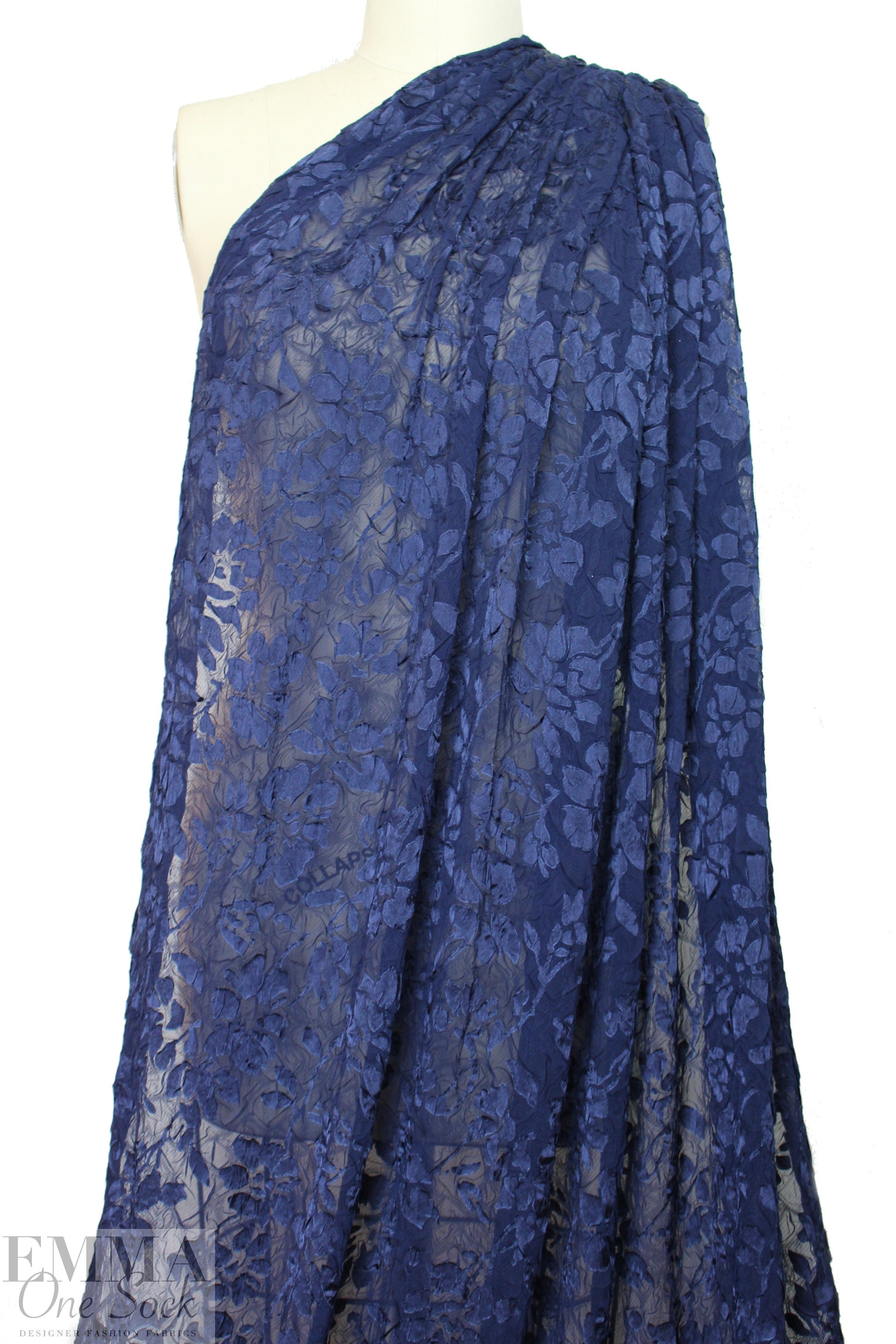navy crushed, textured fancy jacquard 2 yd