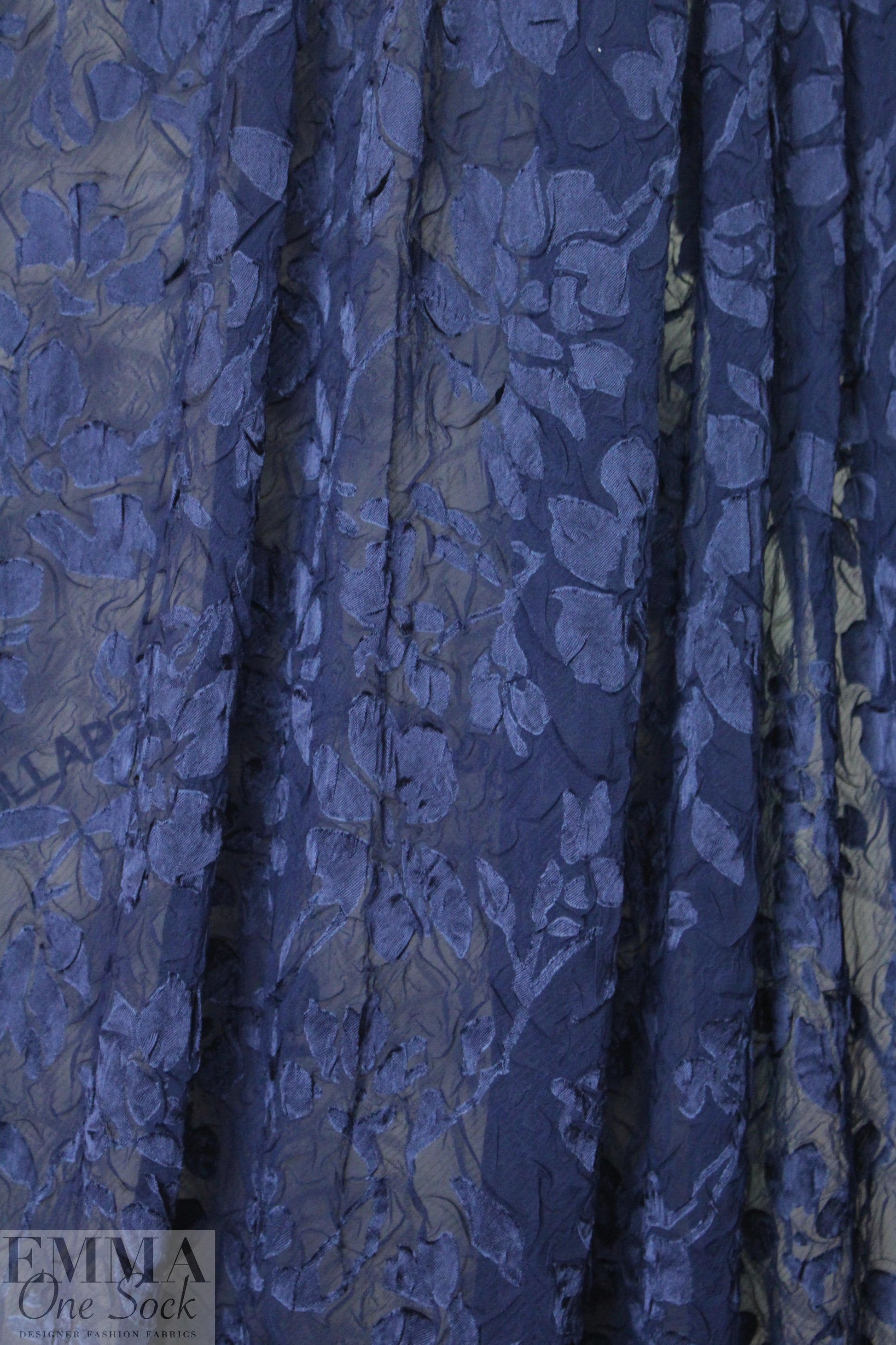 navy crushed, textured fancy jacquard 2 yd