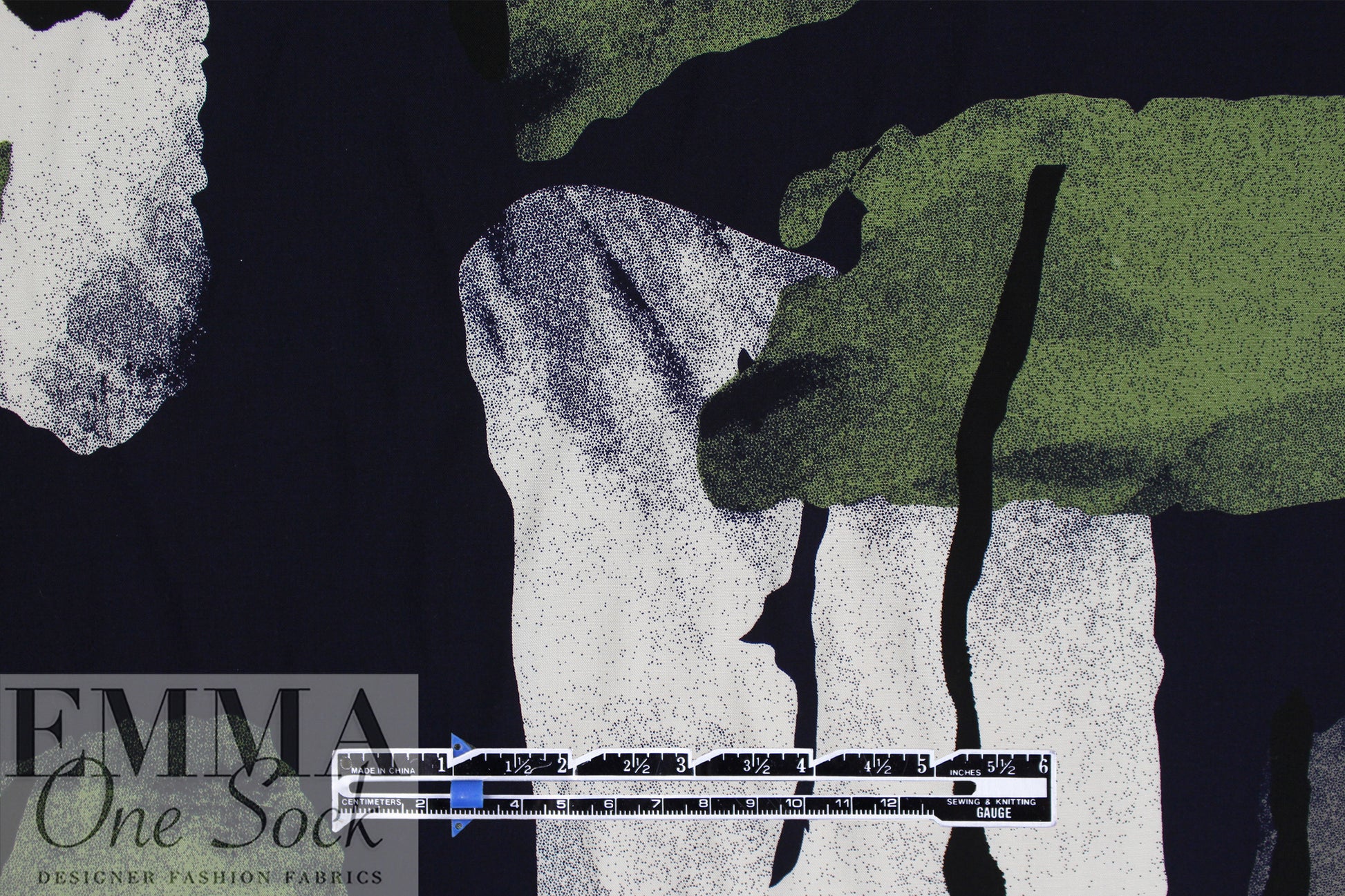 abstract shapes drapey viscose woven - leaf/midnight 1.375 yds