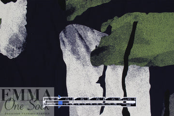 abstract shapes drapey viscose woven - leaf/midnight 1.375 yds