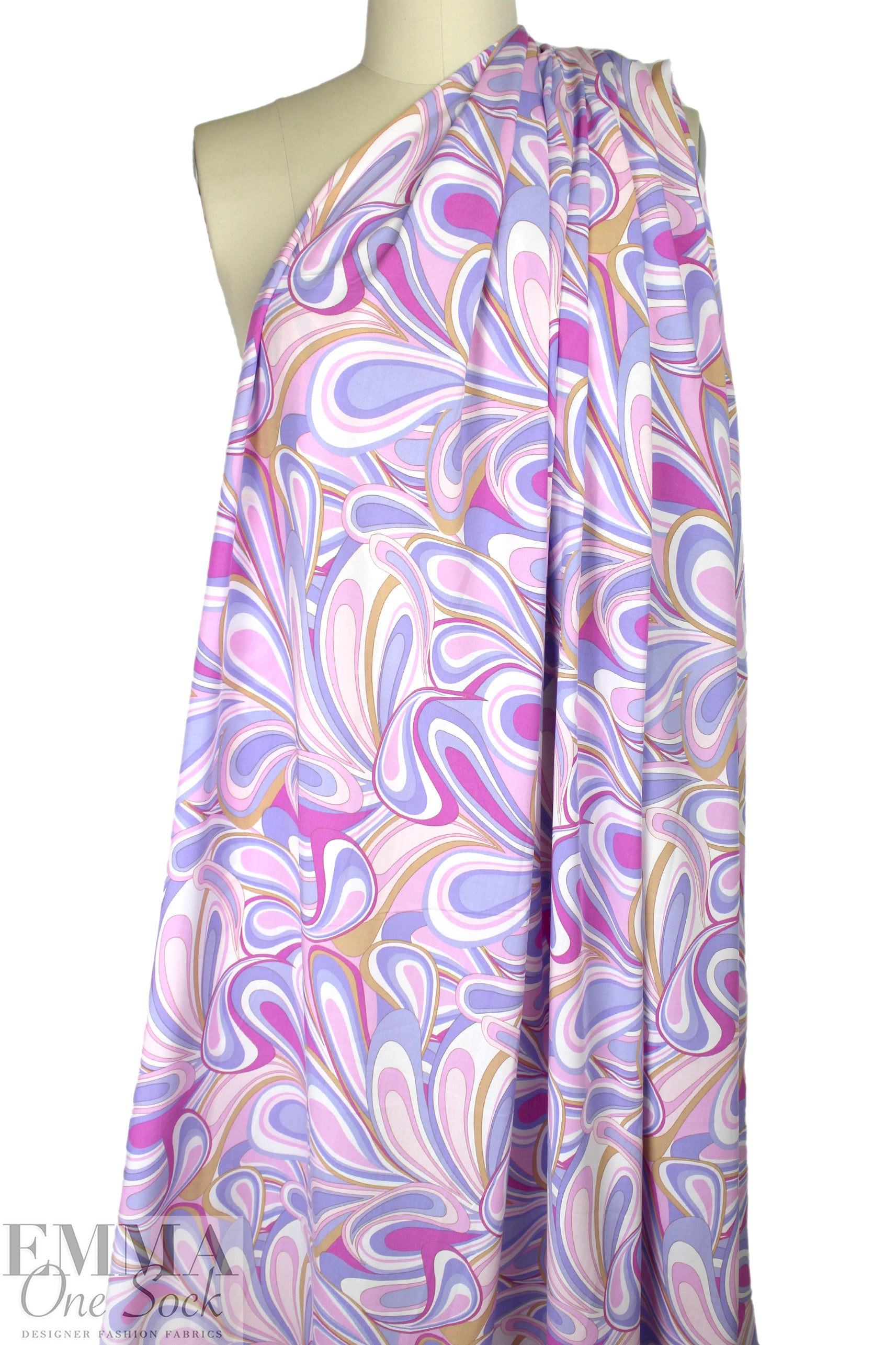 'marbled paper' rayon challis woven - grape/orchid 1.5 yd