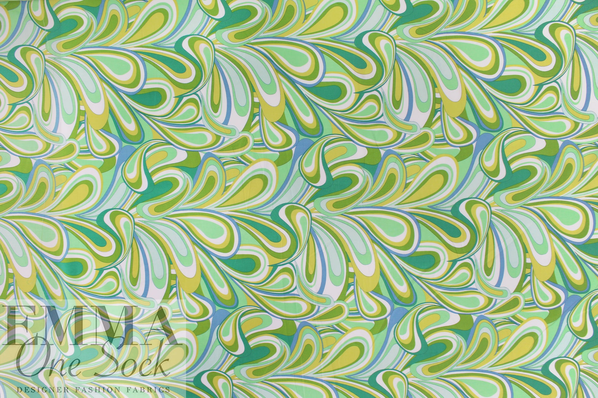 'marbled paper' rayon challis woven - olive/spring green 2 yds