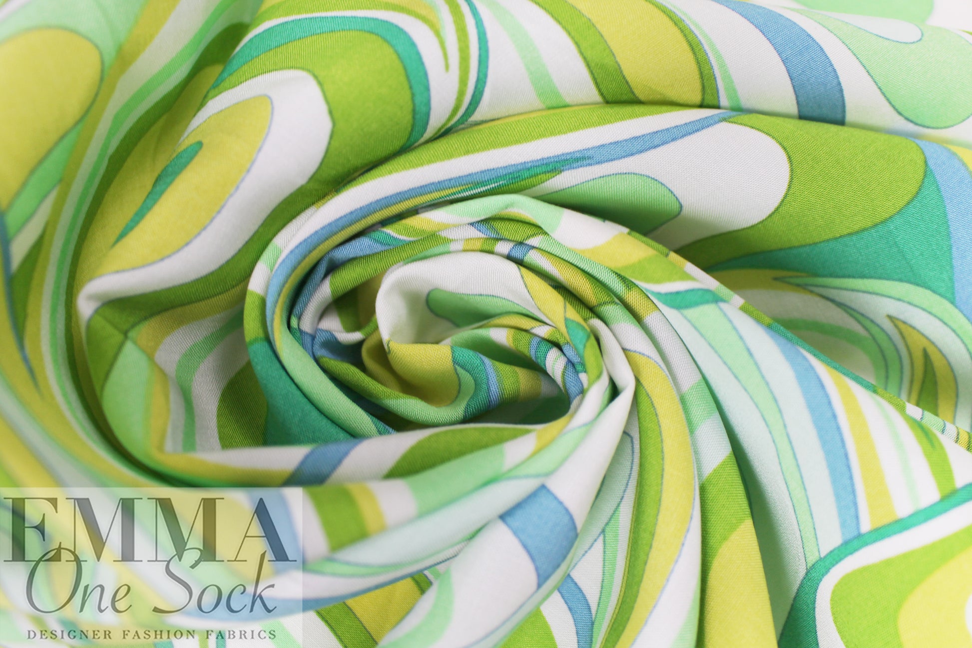 'marbled paper' rayon challis woven - olive/spring green 2 yds