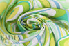 'marbled paper' rayon challis woven - olive/spring green 1.875 yd