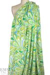 'marbled paper' rayon challis woven - olive/spring green 1.25 yds
