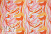 'layered leaves' rayon challis woven - pumpkin/light pink