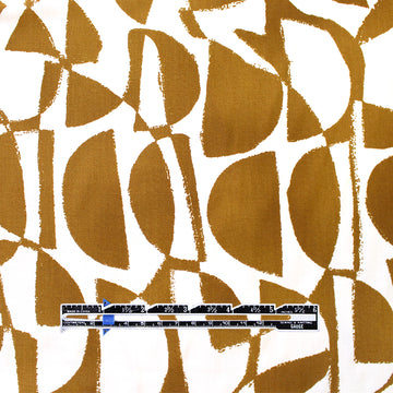 block print style rayon poplin - dijon brown/soft white 1.75 yd