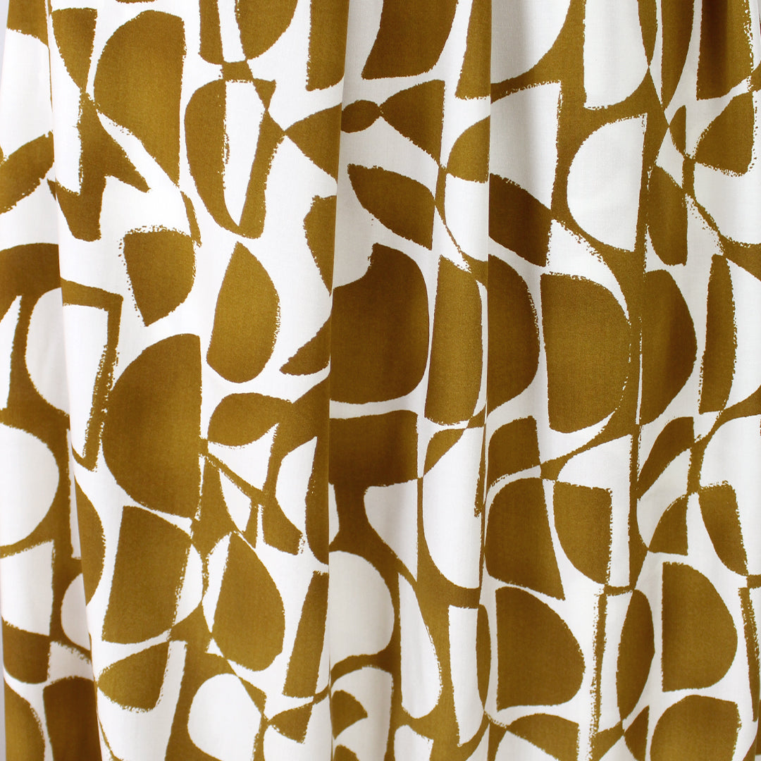 block print style rayon poplin - dijon brown/soft white 1.75 yd