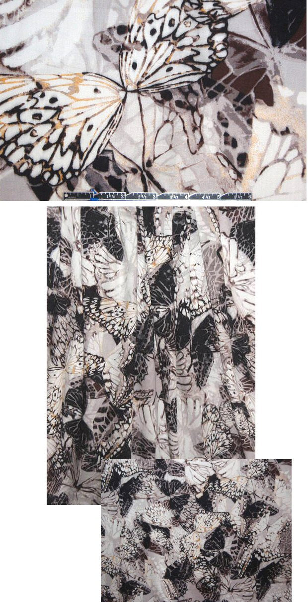 french roast/sorbet butterfly montage viscose woven .75 yds
