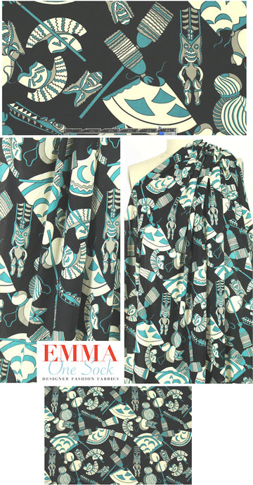 Reyn Sp00ner 'tribal ceremony' graphic rayon shirting