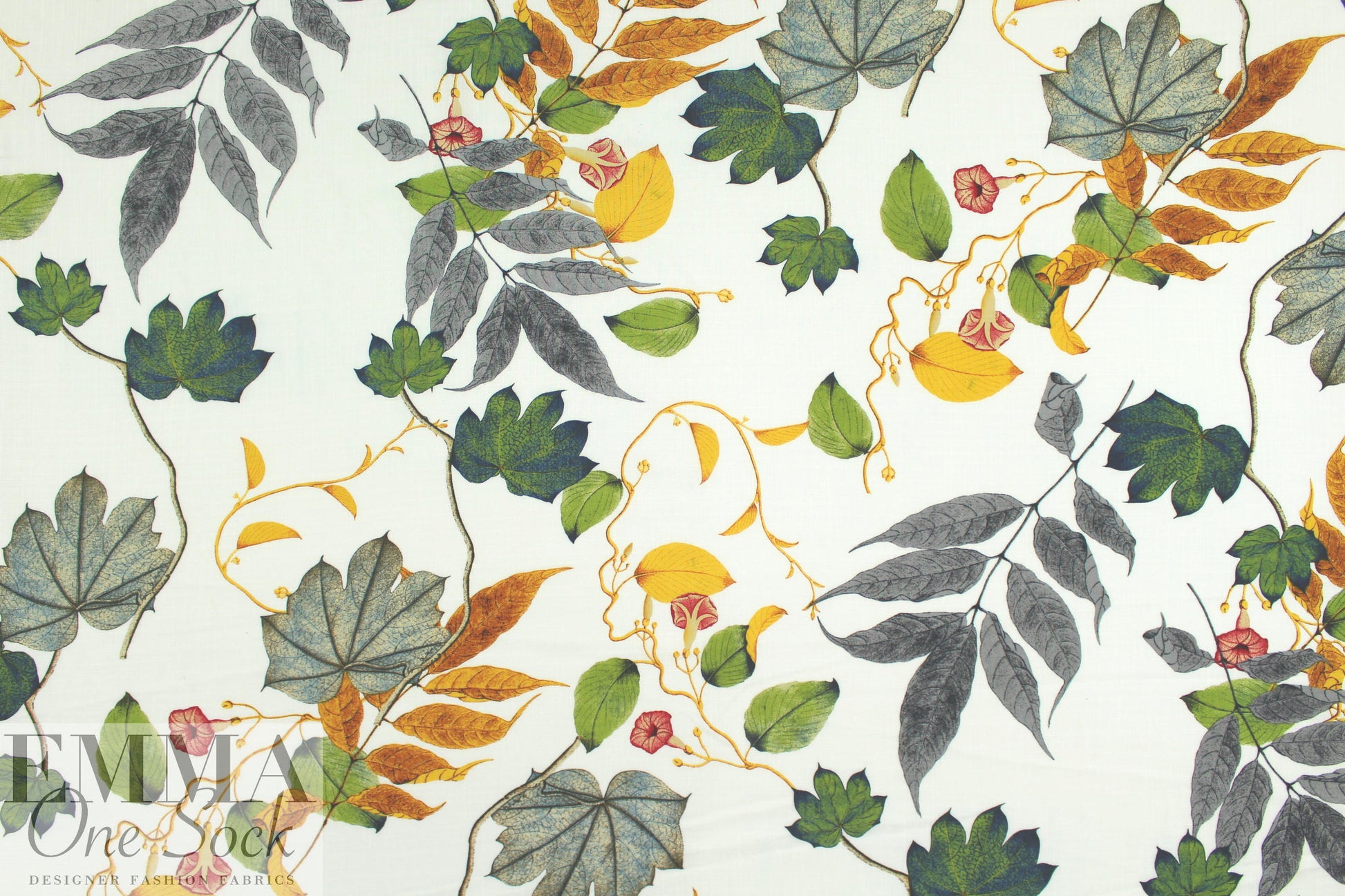 linen-look rayon woven - botanical beauty one .66 yds