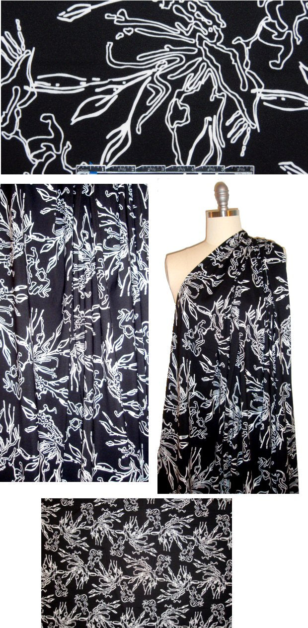 Italian black/white design stretch viscose woven 1.375 yds