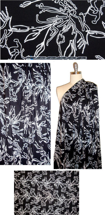 Italian black/white design stretch viscose woven 1.375 yds