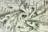 'luxury homes' drapey rayon twill woven - black on ivory 1 yard