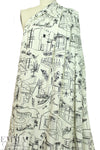'luxury homes' drapey rayon twill woven - black on ivory