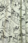'luxury homes' drapey rayon twill woven - black on ivory