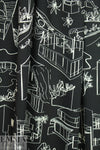 'luxury homes' drapey rayon twill woven - ivory on black .625 yds